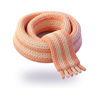 A striped peach knit scarf.