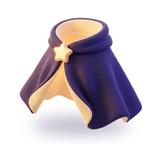 A deep navy cape with a cream lining and a star clasp.