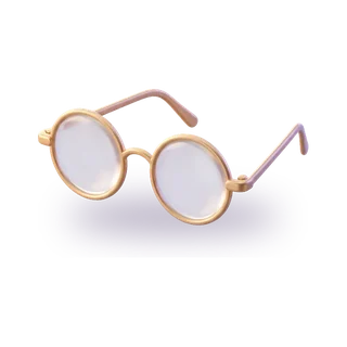 Round gold glasses.
