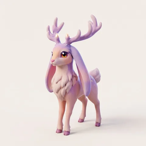 Astrelle, a lilac bunny-deer with long floppy ears and tall antlers.